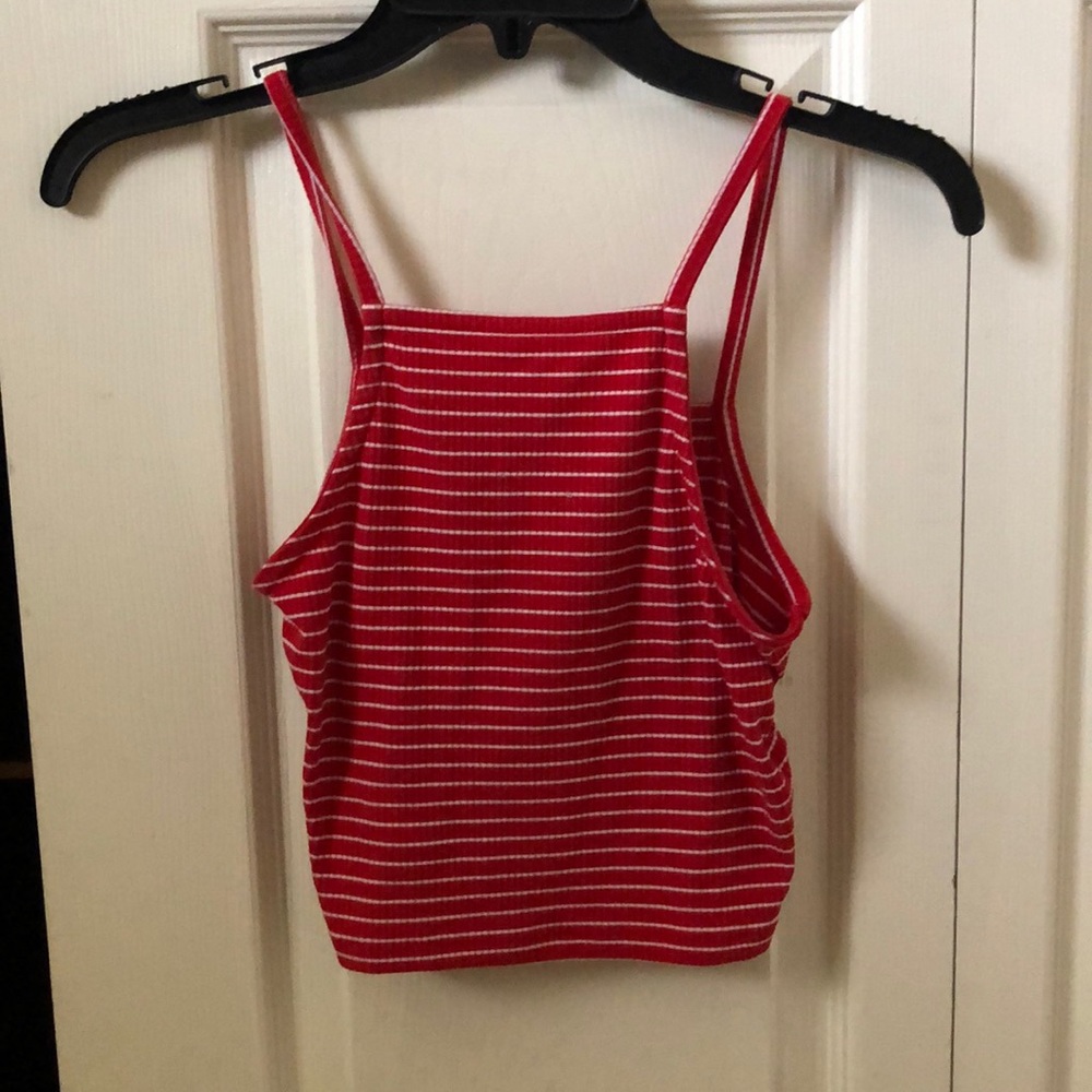 Red & white striped top